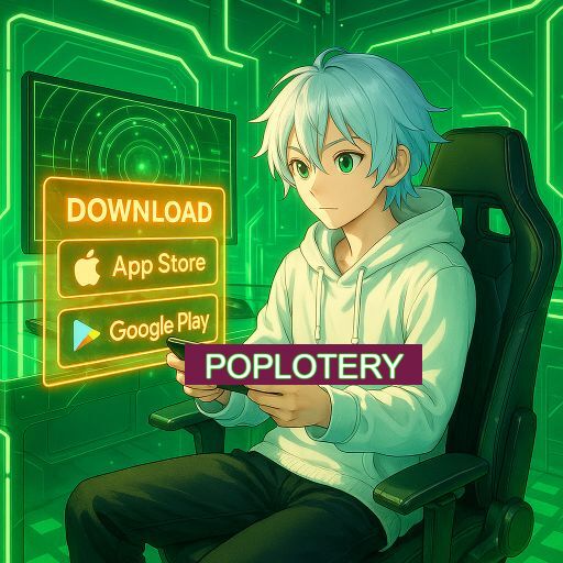 Imagem promocional do app oficial POPLOTERY destacando a conveniência de jogar cassino online pelo celular ou navegador