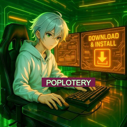 Imagem promocional do app oficial POPLOTERY destacando a conveniência de jogar cassino online pelo celular ou navegador