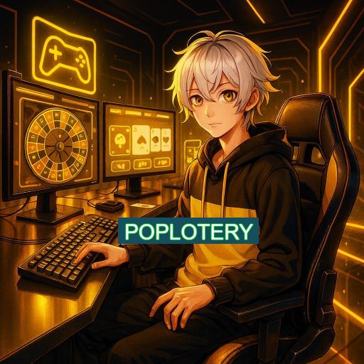 Imagem promocional do app oficial POPLOTERY destacando a conveniência de jogar cassino online pelo celular ou navegador