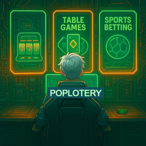 Imagem promocional do app oficial POPLOTERY destacando a conveniência de jogar cassino online pelo celular ou navegador