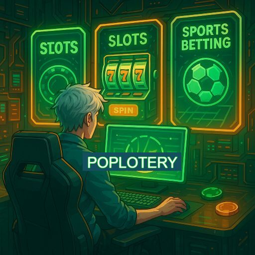 Imagem promocional do app oficial POPLOTERY destacando a conveniência de jogar cassino online pelo celular ou navegador